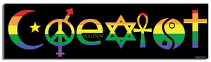 Coexist - Rainbow On Black - Coexist LGBT Bumper Sticker, Car Magnet, Phone Stickers Humper Bumper