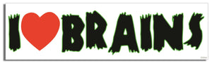 I Heart Brains - Zombie Bumper Sticker, Car Magnet Humper Bumper