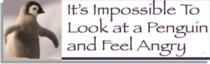 It's Impossible To Look At A Penguin And Feel Angry - Funny Bumper Sticker, Car Magnet Humper Bumper