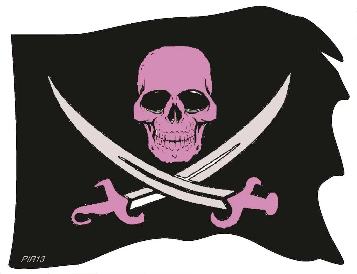 Jolly Roger - Pink  (Skull & Crossbones) -  Pirate Bumper Sticker Humper Bumper
