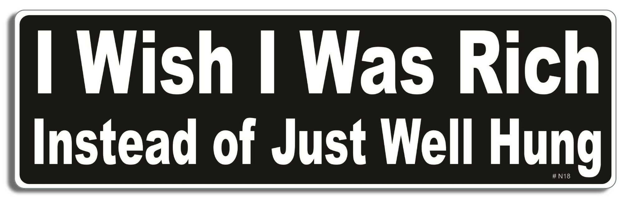 I wish I was rich instead of just well hung - 3" x 10" Bumper Sticker--Car Magnet- -  Decal Bumper Sticker-dirty Bumper Sticker Car Magnet I wish I was rich instead of just-  Decal for carsadult, funny, funny quote, funny saying, naughty