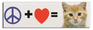 Peace + Love = Kittens - Funny Bumper Sticker, Car Magnet Humper Bumper