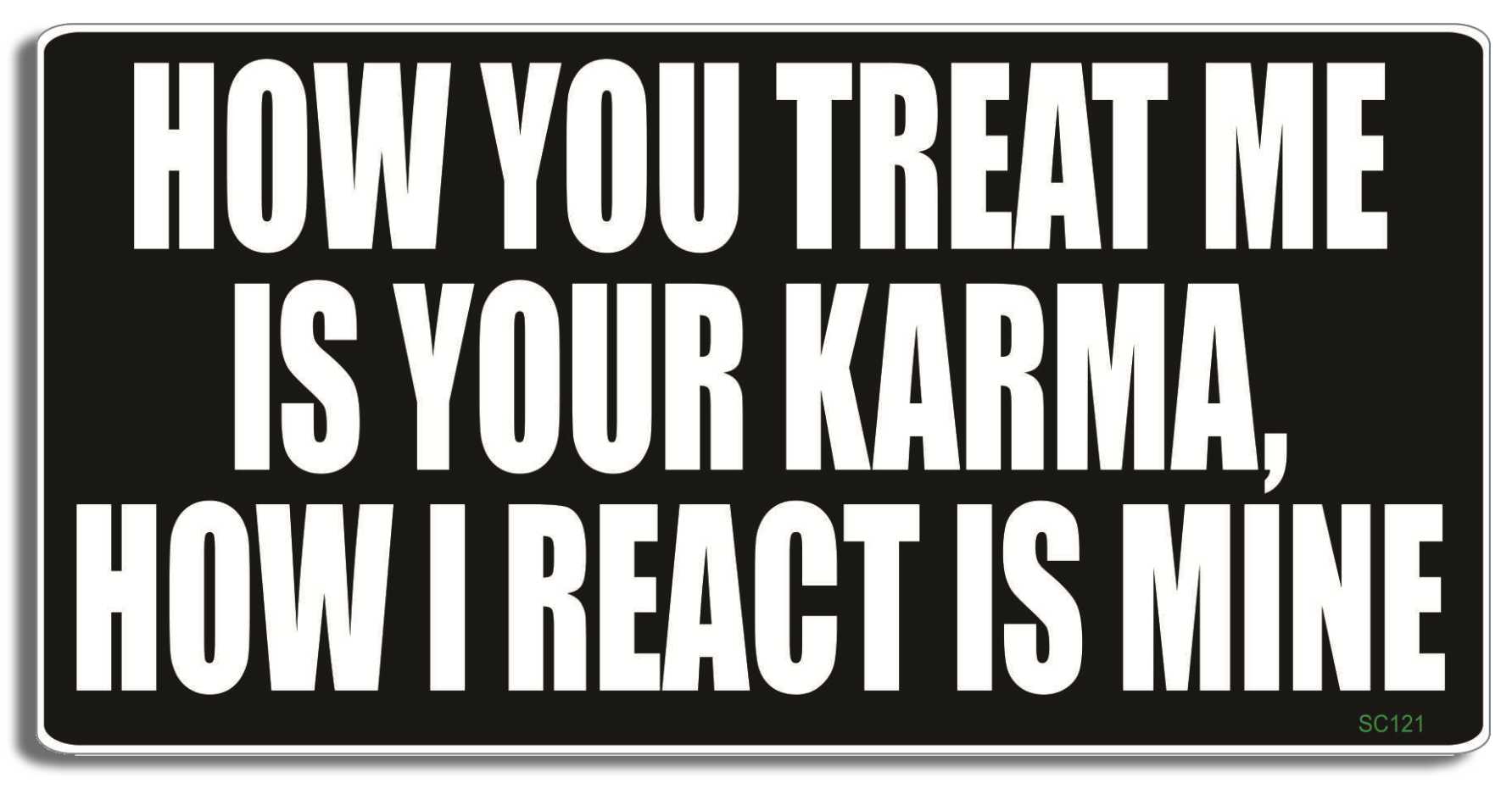 How you treat me is your Karma. How I react is mine - 3" x 6" Bumper Sticker--Car Magnet- -  Decal Bumper Sticker-political Bumper Sticker Car Magnet How you treat me is your Karma. How-  Decal for carsKarma