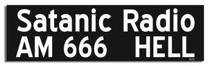 Satanic Radio AM 666 HELL -  Funny Bumper Sticker, Car Magnet Humper Bumper