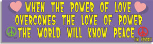 When The Power Of Love... -Jimi Hendrix -  Quote Bumper Sticker, Car Magnet Humper Bumper