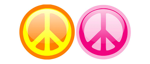 Two round peace signs (orange & pink) - 4.25" x 4.25" Bumper Sticker-s -  Decal Bumper Sticker-peace Bumper Sticker Car Magnet Two round peace signs (orange & pink)-  Decal for carsliberal, peace, political
