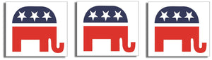 3 Pack Republican Elephant Logo - 3" x 3" Political Bumper Stickers Humper Bumper