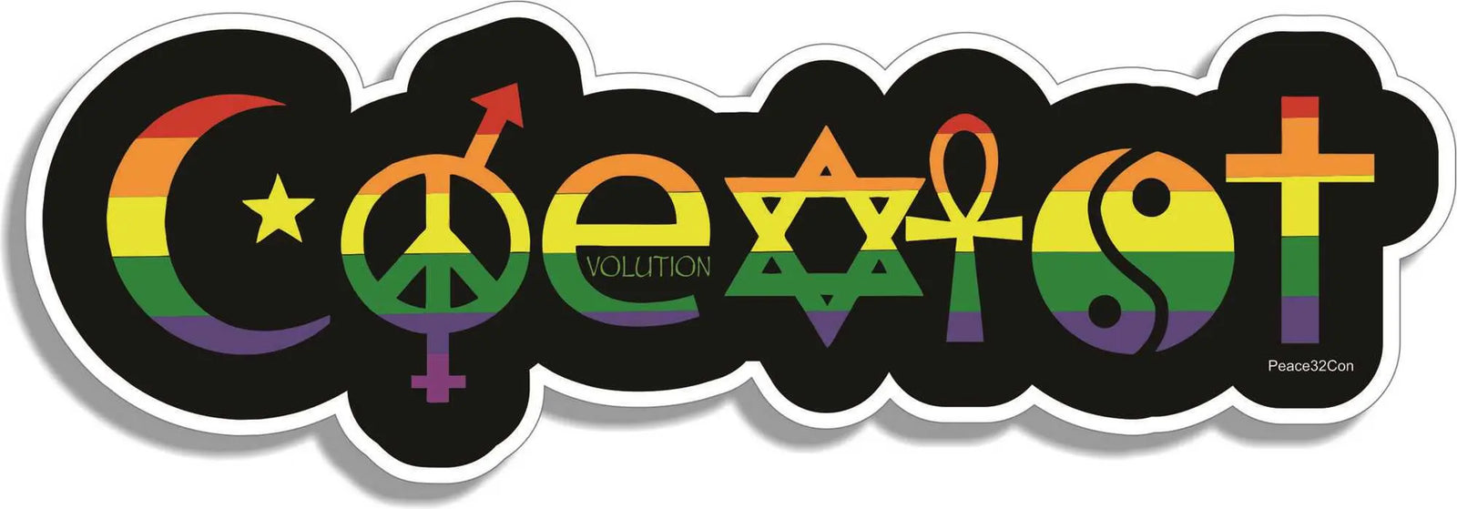 Coexist Sticker Colors Multi-color Coexist Sticker COEXIST Bumper Sticker - Peace Symbols ...