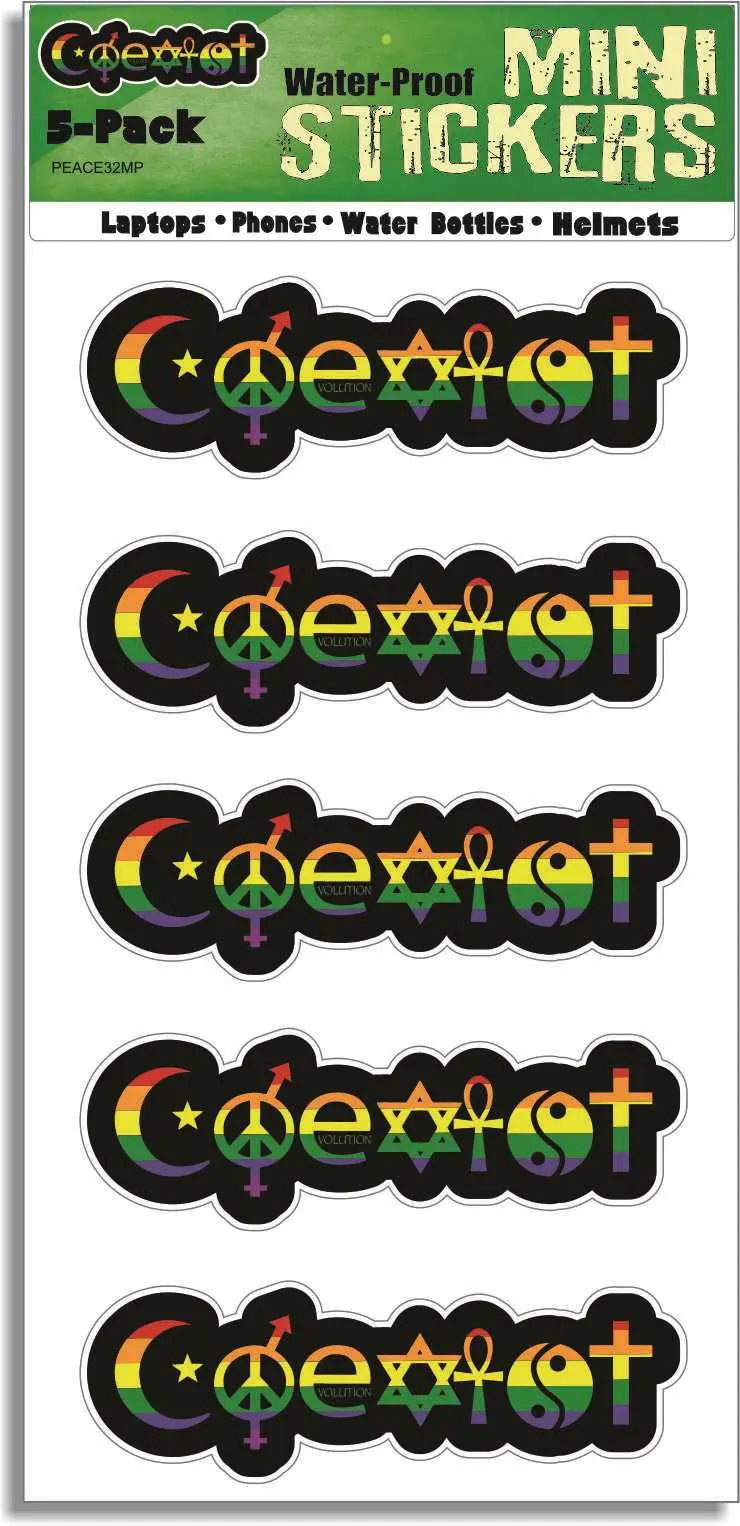 Coexist - Rainbow On Black - LGBT Car Stickers, Phone Stickers Humper Bumper