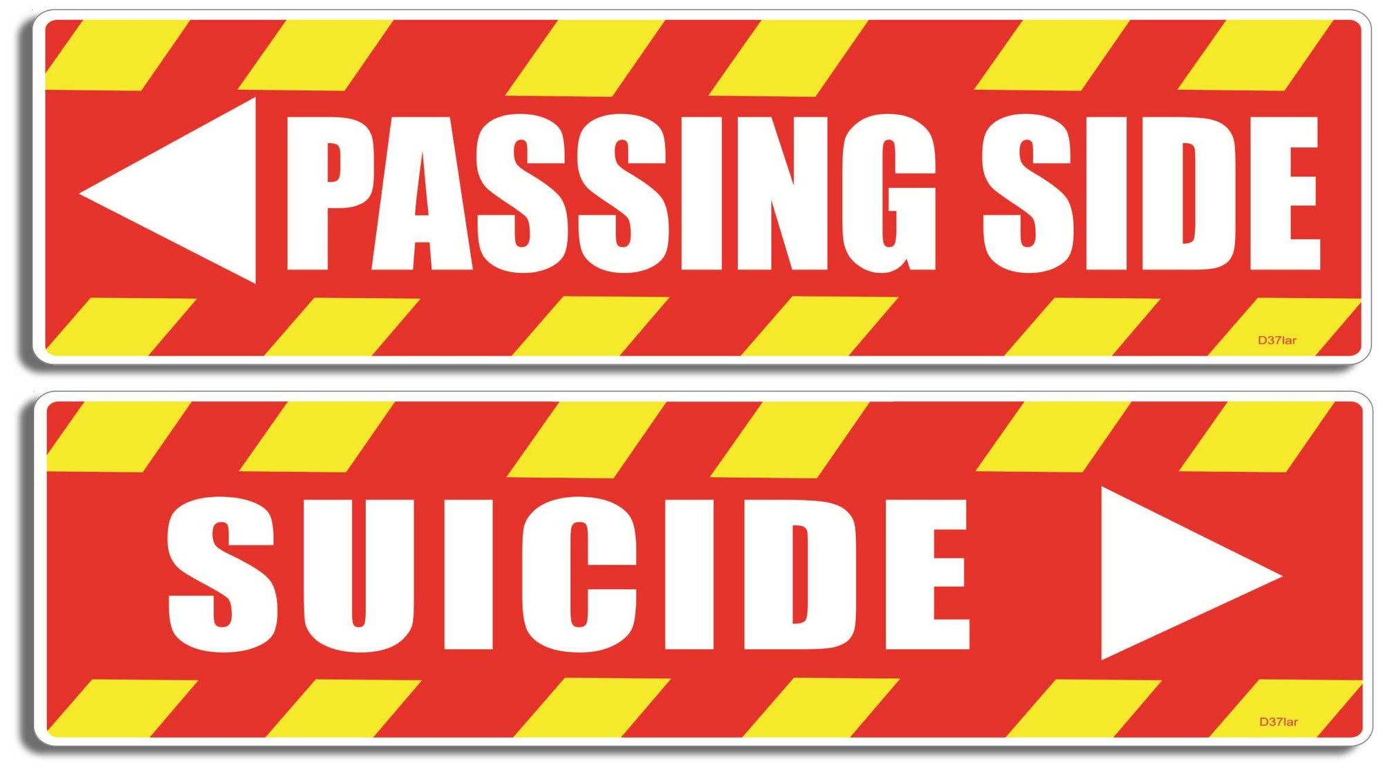 EXTRA LARGE BUMPER Sticker-S (2): 'Passing Side - Suicide' Truck Sticker- 4" x 15" -  Decal XLfunny Bumper Sticker Car Magnet driving side suicide-  Decal for cars funny, funny quote, funny saying, xl