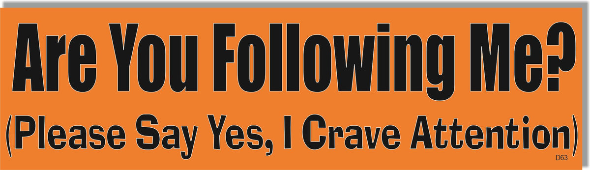 Are You Following Me? Please Say Yes... -  Funny Bumper Sticker, Car Magnet