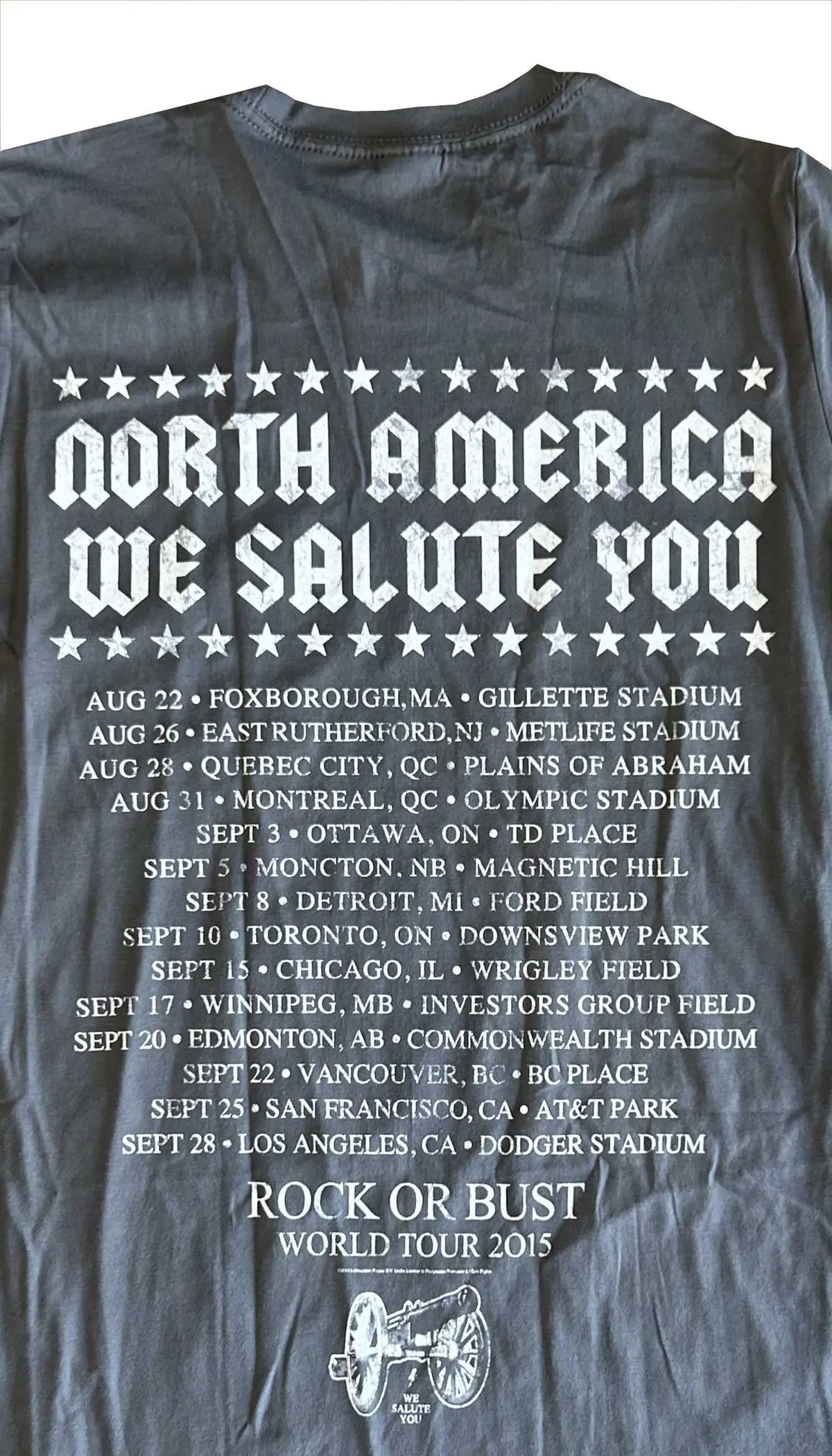 AC/DC We Salute Grey Tee American Tee Shirt