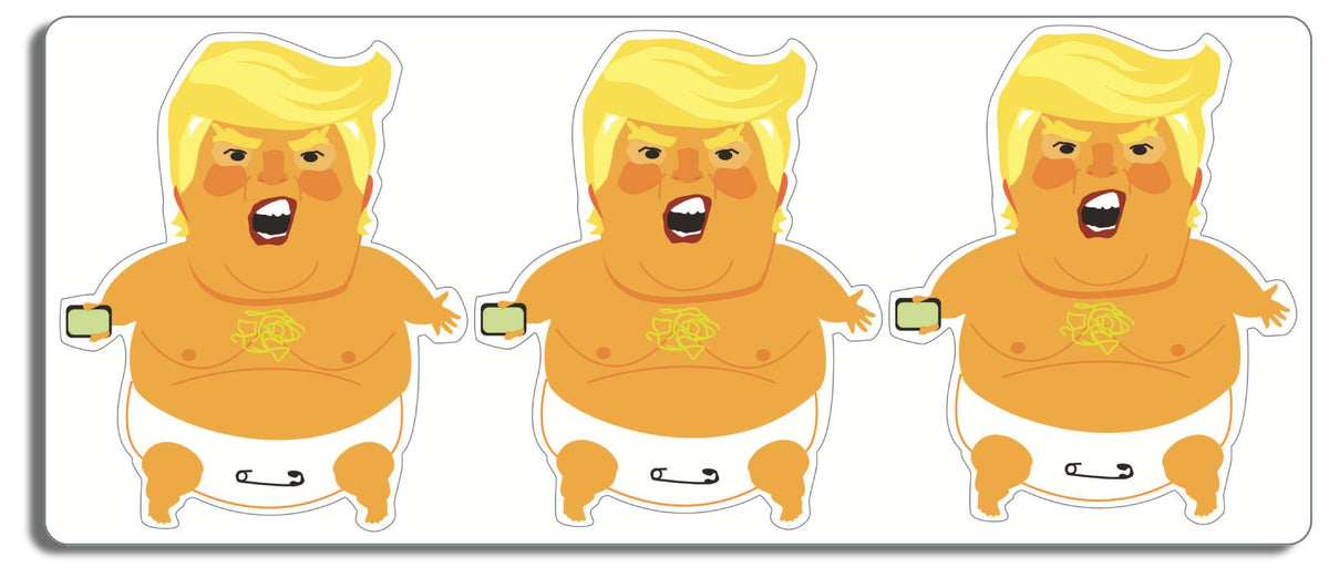 Set of 3 Baby Trump Sticker-s -  3.5" x 3"  Bumper Sticker-s -  Decal Bumper Sticker-liberal Bumper Sticker Car Magnet Set of 3 Baby Trump stickers-  Decal for cars#notmypresident, #resistance, anti gop, anti trump, baby trump, democrat, funny anti trump, impeach trump, liberal, Politics, resist, trump baby