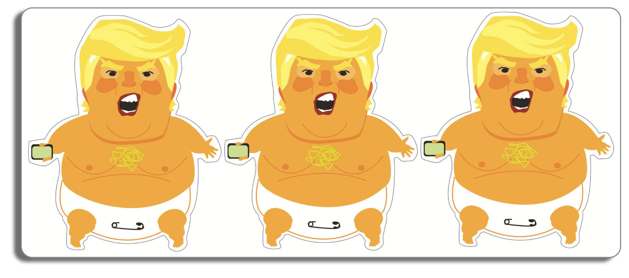 Set of 3 Baby Trump Sticker-s -  3.5" x 3"  Bumper Sticker-s -  Decal Bumper Sticker-liberal Bumper Sticker Car Magnet Set of 3 Baby Trump stickers-  Decal for cars#notmypresident, #resistance, anti gop, anti trump, baby trump, democrat, funny anti trump, impeach trump, liberal, Politics, resist, trump baby