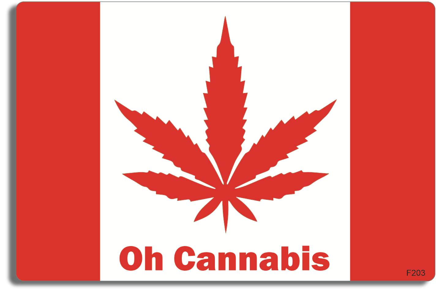 Oh Cannabis Canadian Flag Parody -  3" x 5" - Bumper Sticker--Car Magnet- -  Decal Bumper Sticker-funny Bumper Sticker Car Magnet Oh Cannabis Canadian Flag Parody-  Decal for carsPot, tailgaters, tailgating, weed