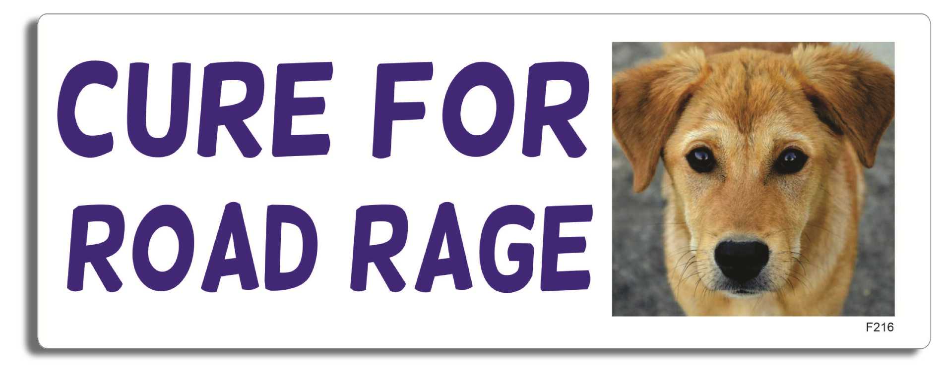 Cure For Road Rage -  3" x 8" Bumper Sticker--Car Magnet- -  Decal Bumper Sticker-funny Bumper Sticker Car Magnet Cure For Road Rage-  Decal for carsdog, dog lover, Dogs, funny bumper sticker, funny quote, funny quotes, puppy
