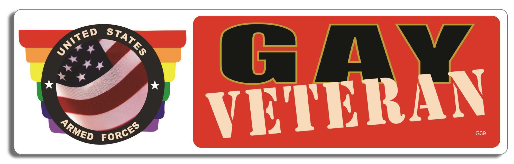 Gay Veteran - 3" x 10" Bumper Sticker--Car Magnet- -  Decal Bumper Sticker-LGBT Bumper Sticker Car Magnet Gay Veteran-    Decal for carsGay, lgbt, lgbtq, lgtq+, pride, trans, transgender