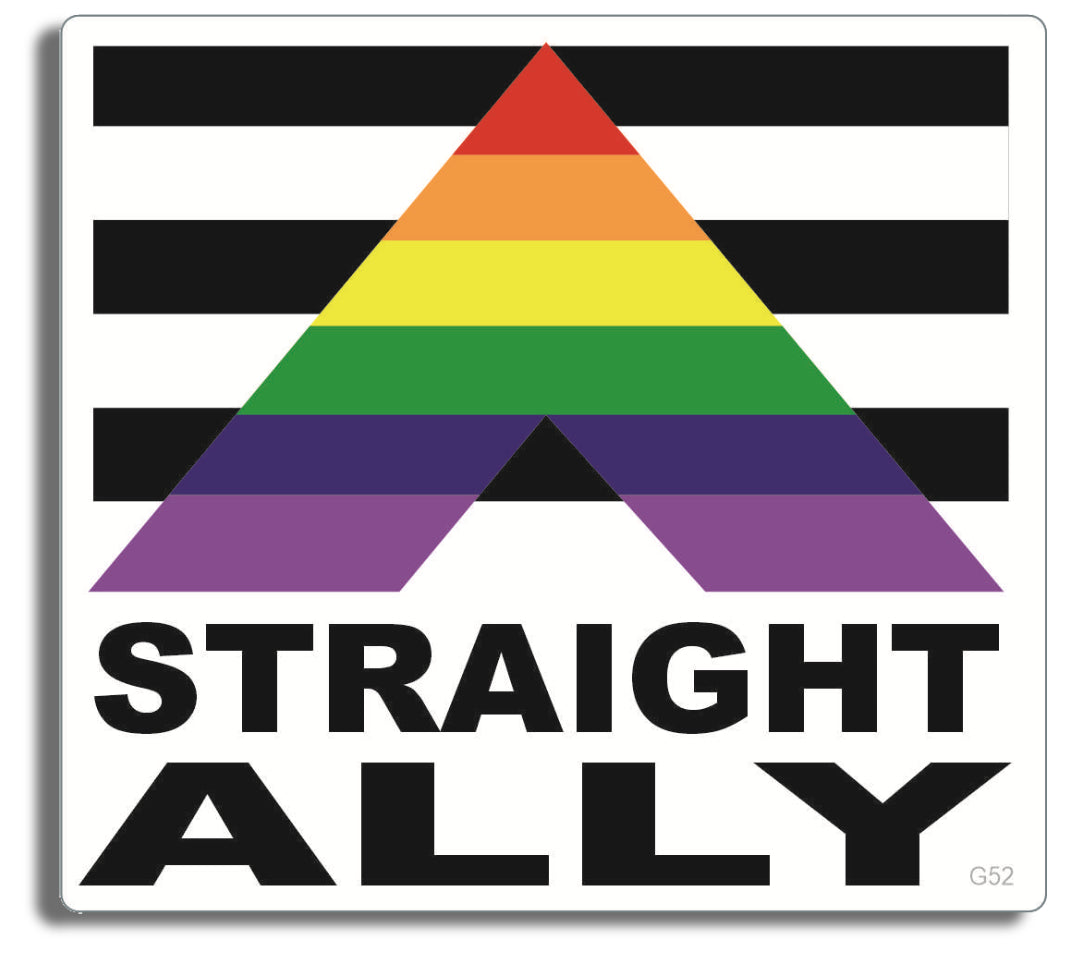 Straight Ally (Flag style).  3.25" x 3.5" Bumper Sticker--Car Magnet- -  Decal Bumper Sticker-LGBT Bumper Sticker Car Magnet Straight Ally (Flag style)-  Decal for carsGay, lgbt, lgbtq, lgtq+, pride, trans, transgender
