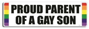 Proud parent of a gay son - 3" x 10" Bumper Sticker--Car Magnet- -  Decal Bumper Sticker-LGBT Bumper Sticker Car Magnet Proud parent of a gay son-  Decal for carsGay, lgbt, lgbtq, lgtq+, pride, trans, transgender