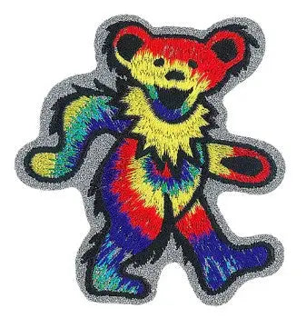 Grateful Dead Tie Dye Glitter Bear Patch C&D Visionary