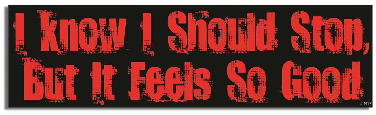 I Know I Should Stop, But It Feels So Good - Funny Bumper Sticker, Car Magnet Humper Bumper