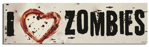 I Love Zombies - Zombie Bumper Sticker, Car Magnet Humper Bumper