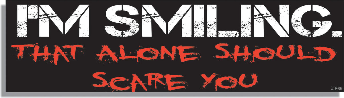 I'm Smiling. That Alone Should Scare You - Funny Bumper Sticker, Car Magnet Humper Bumper