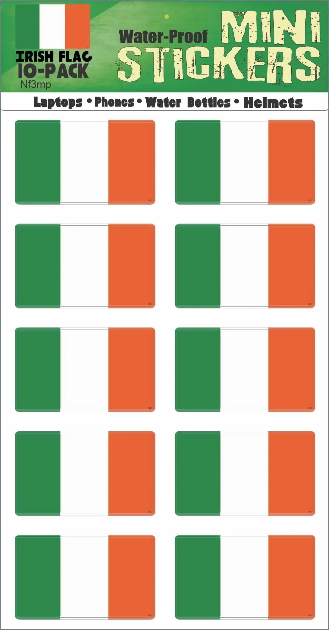 Irish Flag Set of 10 Phone Stickers Humper Bumper
