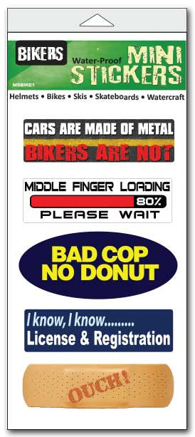 Set of 5 'Biker'' mini Sticker-s -  -  Mini-Sticker- Set Mini-Sticker-SetSet of  Biker mini stickers- sticker setmini, set, small