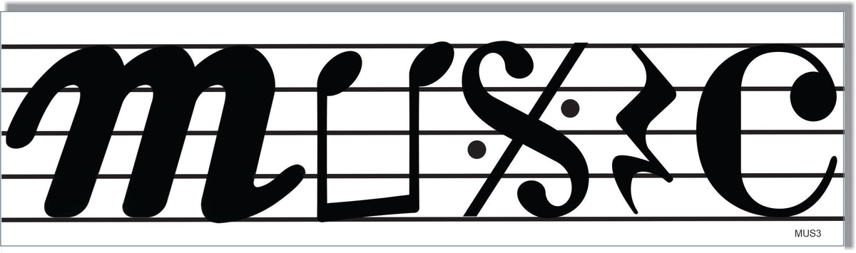 Music Using Symbols - Inspirational Bumper Sticker, Car Magnet