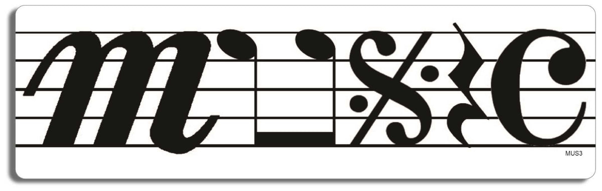 Music Using Symbols - 3" x 10" Bumper Sticker--Car Magnet- -  Decal Bumper Sticker-funny Bumper Sticker Car Magnet Music Using Symbols-   Decal for cars music