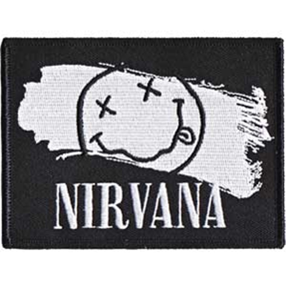 Nirvana Patch Band Logo And Smiley Nouveau Officiel Noir Woven Nirvana Patch Band Logo And Smiley Nouveau Officiel Noir Woven