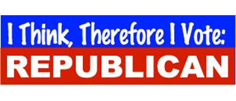 I think therefore I vote Republican - 3" x 10" Bumper Sticker--Car Magnet- -  Decal Bumper Sticker-political Bumper Sticker Car Magnet I think therefore I vote Republican-  Decal for carsconservative, gop, Politics, republican
