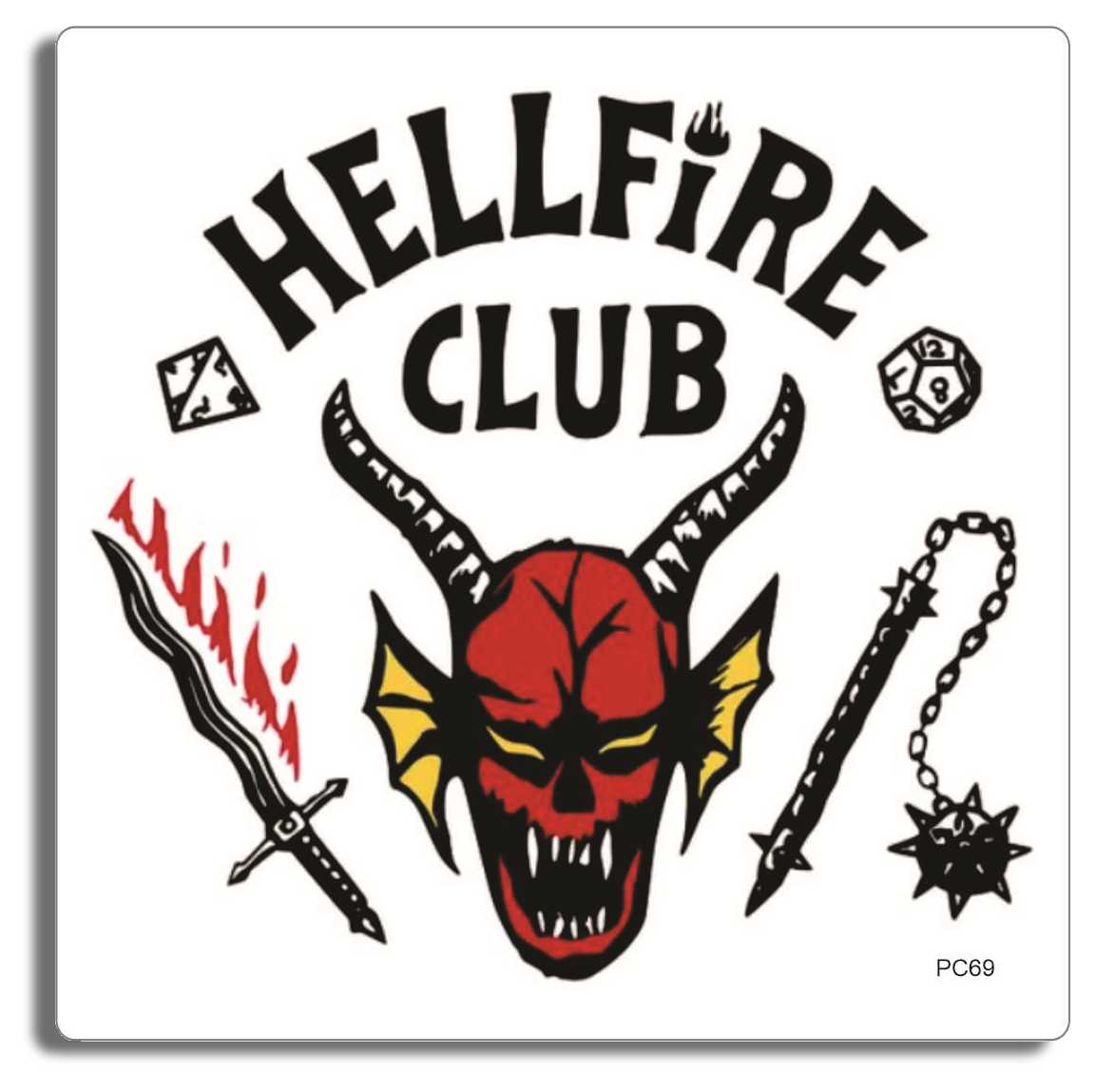 Hellfire Club 3.5" x 3.5" Bumper Sticker--Car Magnet- -  Decal Bumper Sticker-stranger things Bumper Sticker Car Magnet Hellfire Club-  Decal for cars