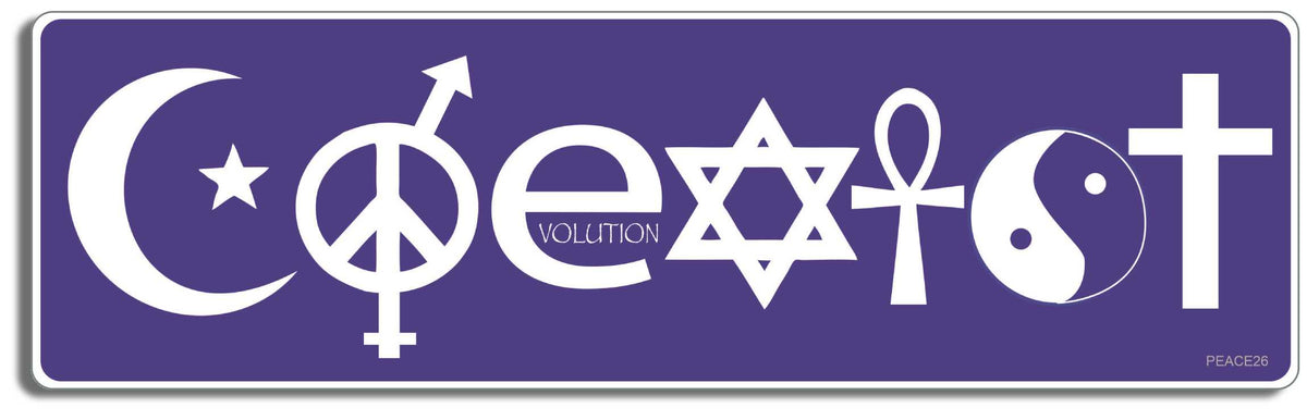 Coexist Blue - 3" x 10" Bumper Sticker--Car Magnet- -  Decal Bumper Sticker-peace Bumper Sticker Car Magnet Coexist Blue-    Decal for carsliberal, peace, political