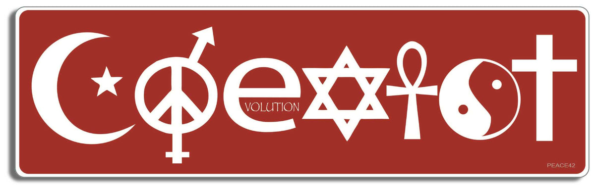 Coexist Red - 3" x 10" -  Decal peace Bumper Sticker Car Magnet Coexist Red-  Decal for carsliberal, peace, political
