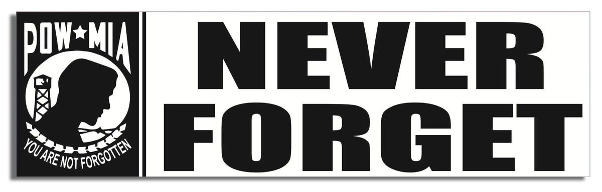 POW-MIA. Never Forget - Patriotic Bumper Sticker, Car Magnet Humper Bumper