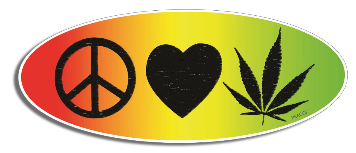 Peace, Love and Weed bumper Sticker- - 3" x 7.5" Bumper Sticker- -  Decal Bumper Sticker-peace Bumper Sticker Car Magnet Peace, Love and Weed  sticker-  Decal for carsliberal, peace, political