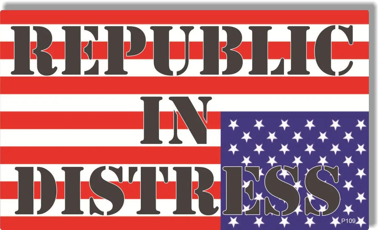 Republic In Distress (upside down American flag) - Anti-Trump Bumper Sticker, Car Magnet (Copy) Humper Bumper