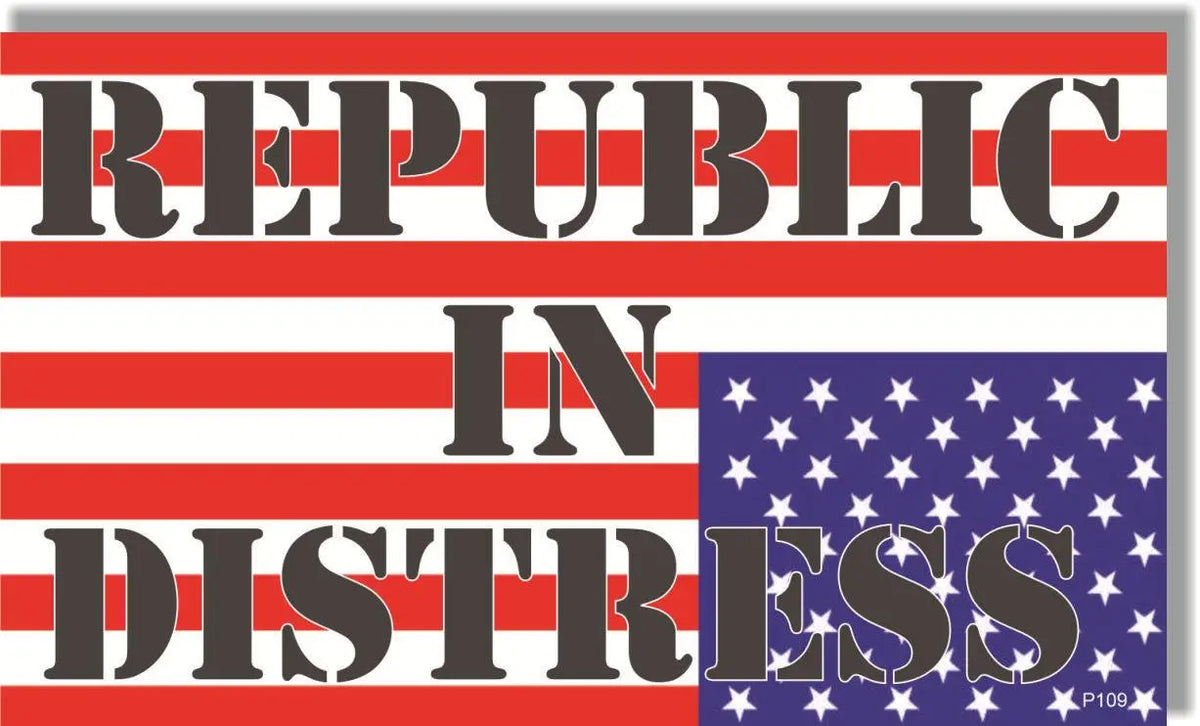 Republic In Distress (upside down American flag) - Anti-Trump Bumper Sticker, Car Magnet (Copy) Humper Bumper
