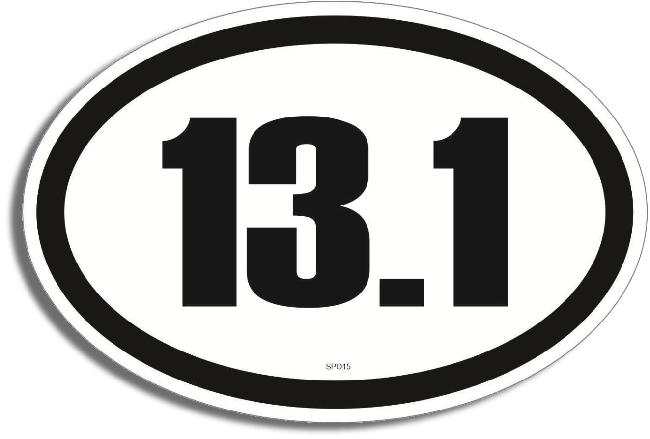 13.1 - Oval Half-Marathon Runner  - Pick a Size - Bumper Sticker- -  Decal sports Bumper Sticker Car Magnet 13.1-Oval Half-Marathon Runner-  Decal for carsjogging, runner, running