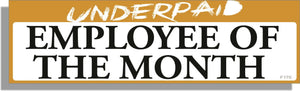 Underpaid Employee Of The Month-  Funny Bumper Sticker, Car Magnet Humper Bumper