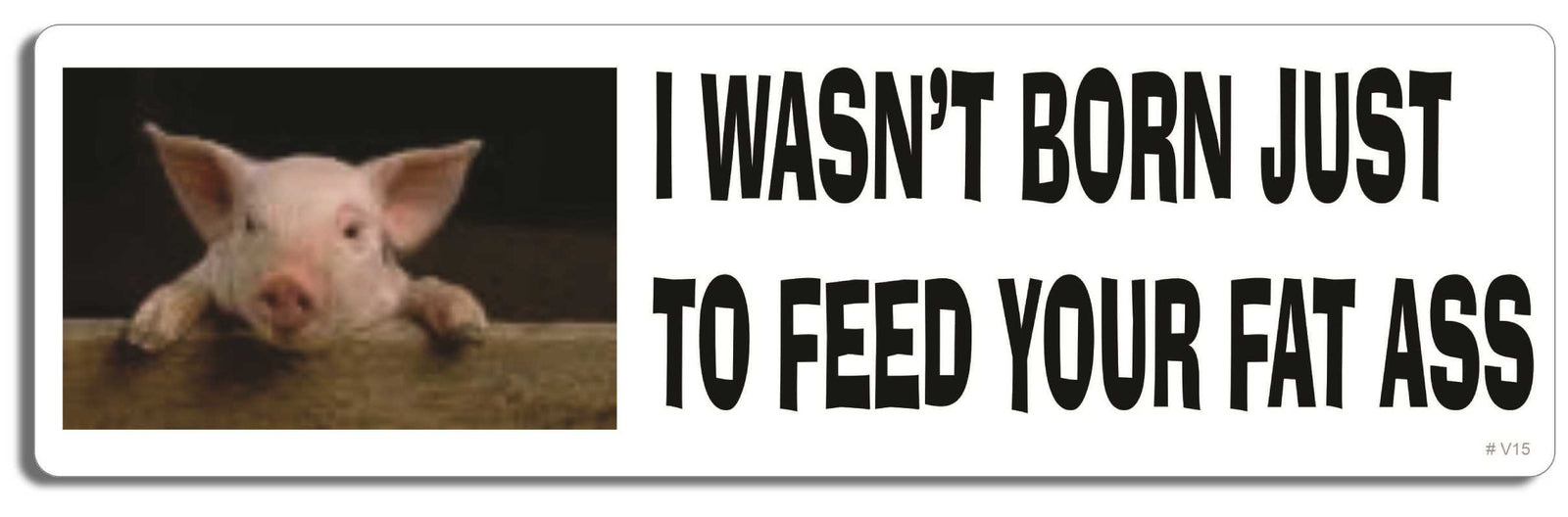 Pig - I wasn't born just to feed your fat ass - 3" x 10" Bumper Sticker--Car Magnet- -  Decal Bumper Sticker-vagetarian Bumper Sticker Car Magnet Pig-I wasn't born just to feed-  Decal for carsanimal rights, peta, vegan, vegetarian