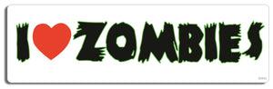 I heart Zombies - 3" x 10" Bumper Sticker--Car Magnet- -  Decal Bumper Sticker-zombie Bumper Sticker Car Magnet I heart Zombies-   Decal for carszombies