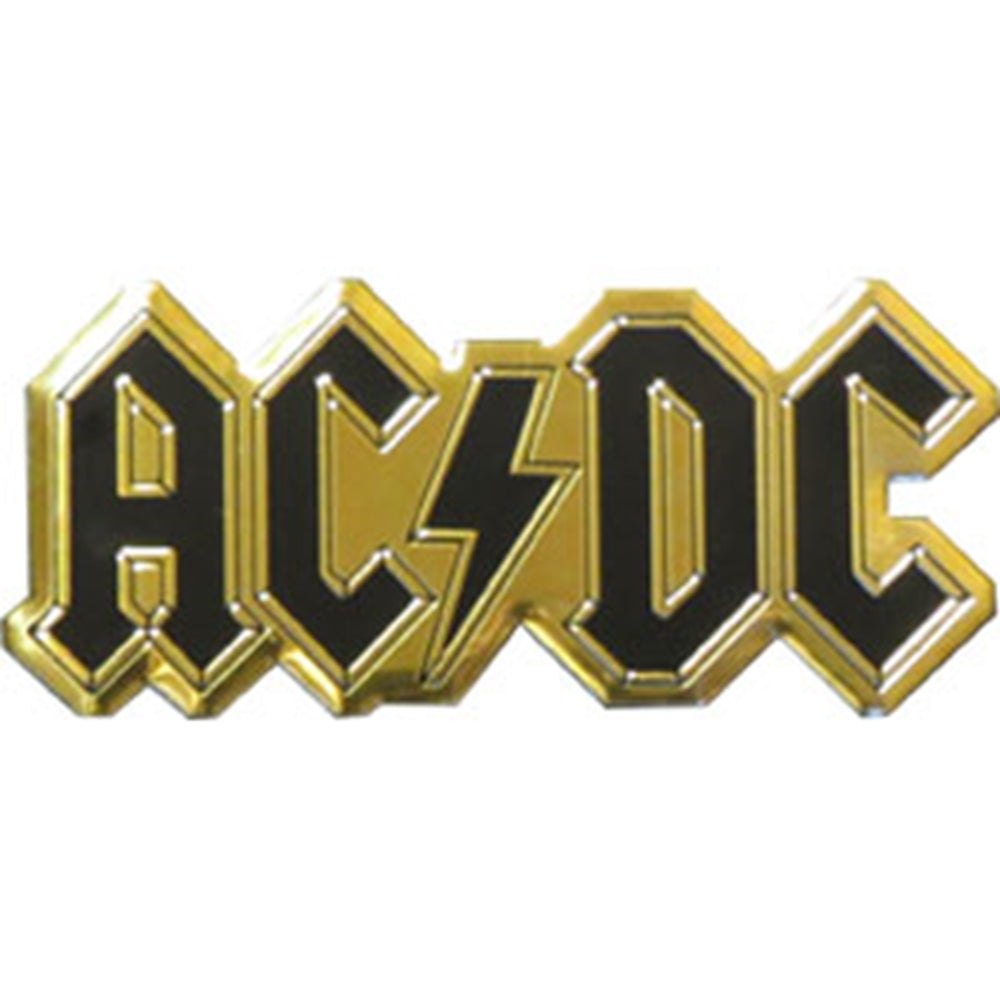 AC/DC Logo Gold Metal Large Sized Sticker - Humper Bumper Emblem Sticker 