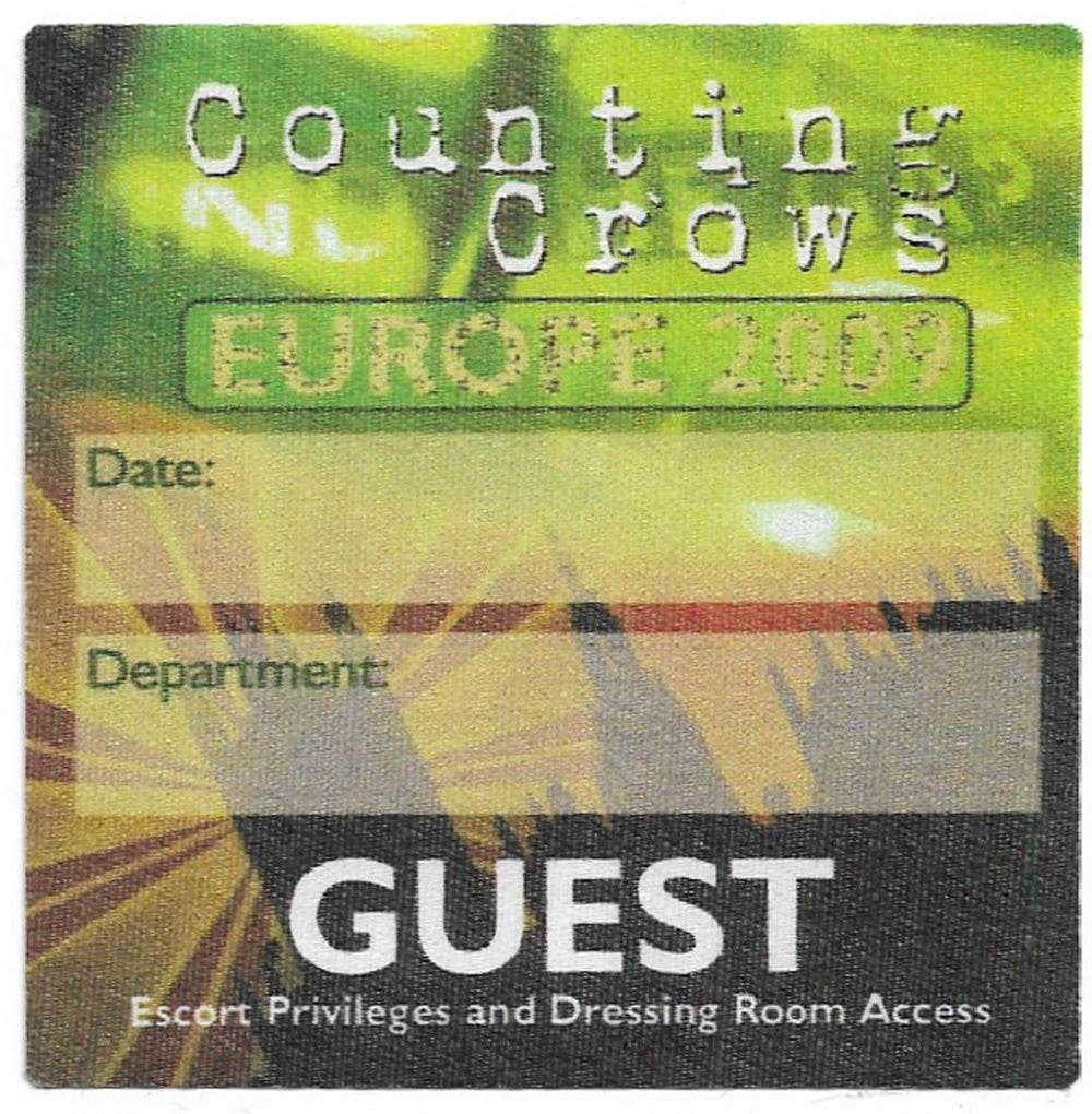 COUNTING CROWS EUROPE 2009 Back Stage Pass - Humper Bumper Backstage Pass Sticker 