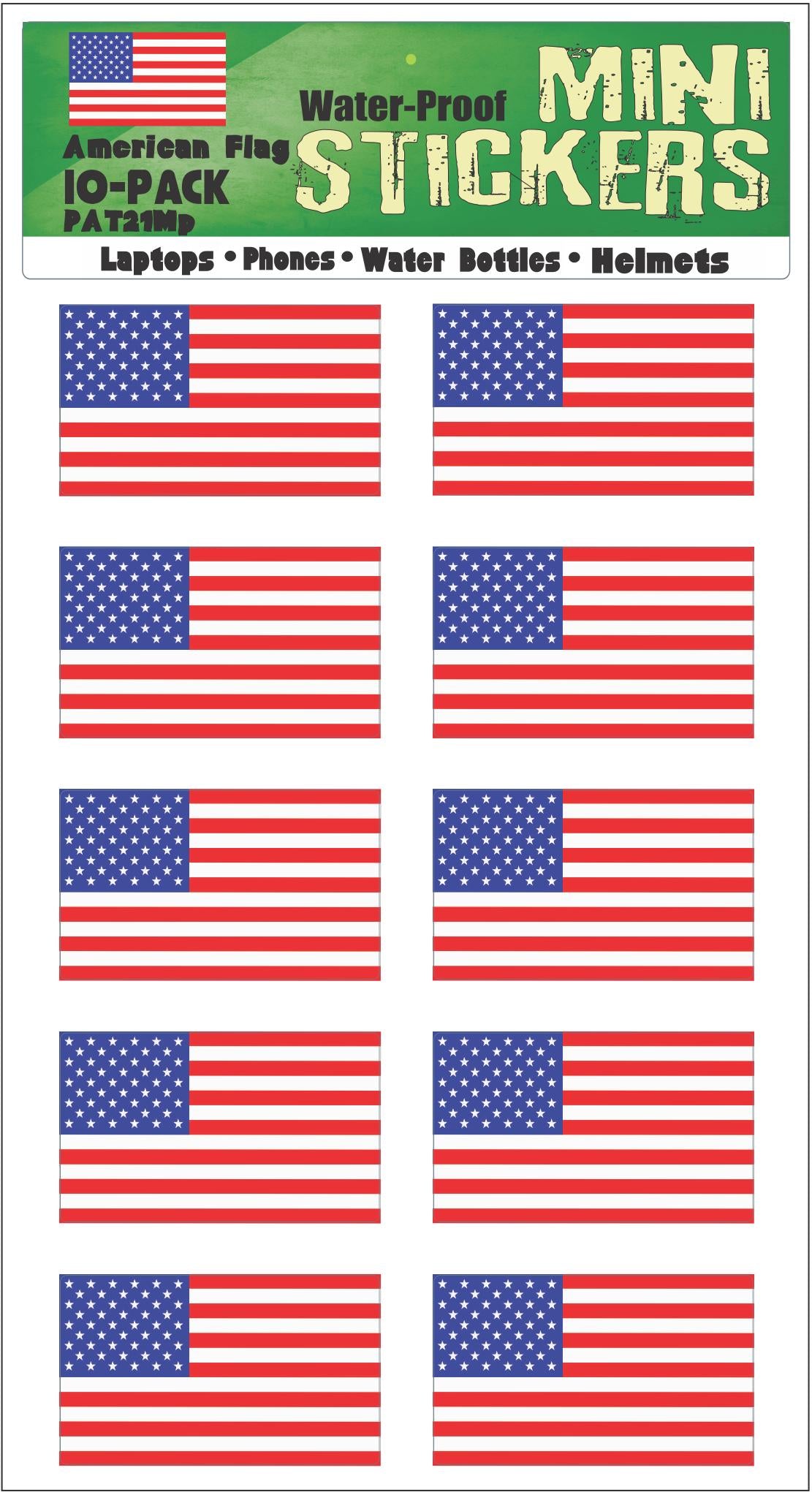 American Flags - Mini Sticker Sets - 10-Pack