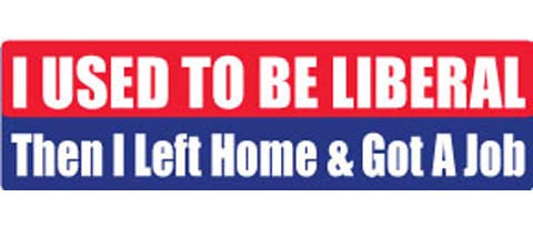 I used to be Liberal. Then I left home & got a job - 3" x 10" Bumper Sticker--Car Magnet- -  Decal Bumper Sticker-conservative Bumper Sticker Car Magnet I used to be Liberal. Then I left-  Decal for carsanti liberal, conservative, gop, Politics, republican