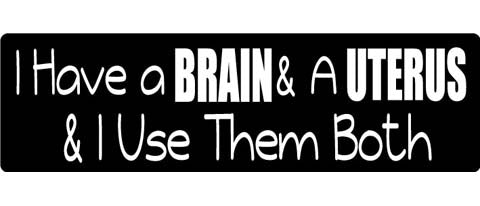 I have a brain and a uterus - 3" x 10" Bumper Sticker--Car Magnet- -  Decal Bumper Sticker-political Bumper Sticker Car Magnet I have a brain and a uterus-  Decal for carsAnti Corporation, Anti Government, Politics, Religion