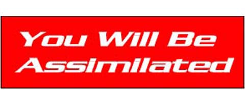 You will be assimilated - 3" x 10" Bumper Sticker--Car Magnet- -  Decal Bumper Sticker-political Bumper Sticker Car Magnet You will be assimilated-  Decal for carsstar trek